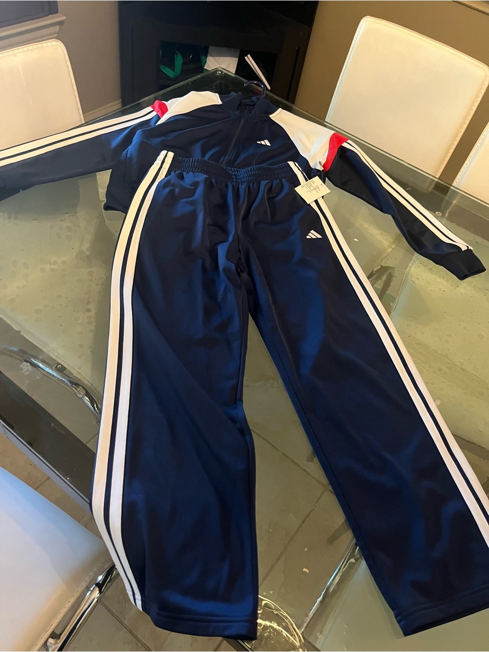 Adidas boys Navy Blue Track Pants - Athletic